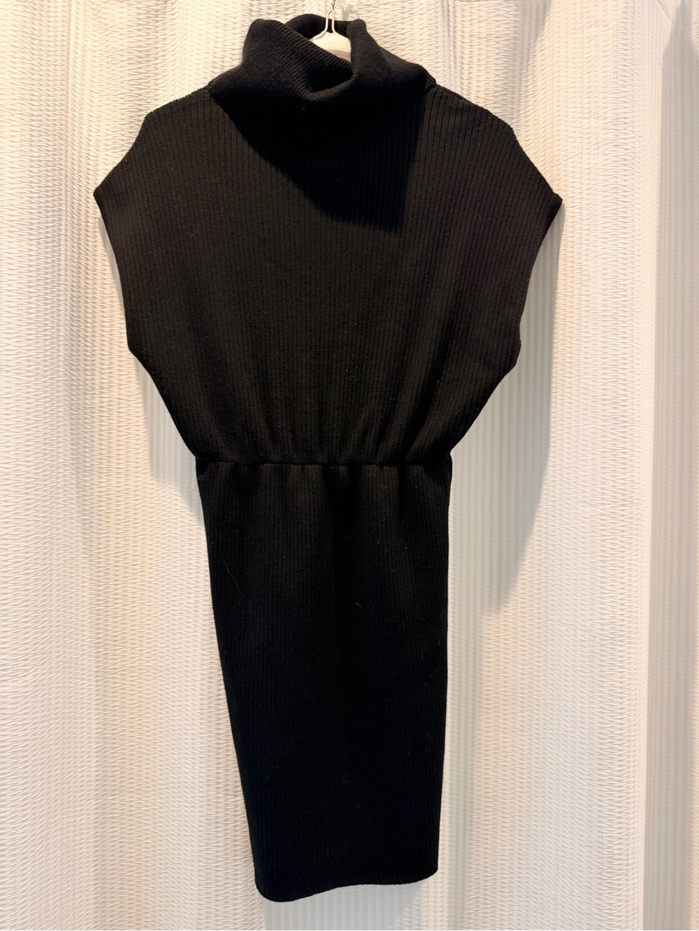 Alice + Olivia Ribbed Knit Black Turtleneck Mini Dress - Women
